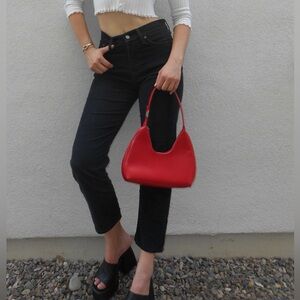 Red faux leather hobo bag